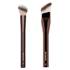 Hourglass 2PCS Makeup Brush Set – Angled Foundation & Blush Brushes, Soft Synthetic Hair for Flawless Face
