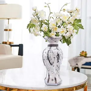 Modern Decorative Vase,Silver Flower Vase for Home Decor with Rhinestone,30 cm Luxury Ceramic Vase for Centerpiece,Living Room,Bedroom,Large Flower Vase