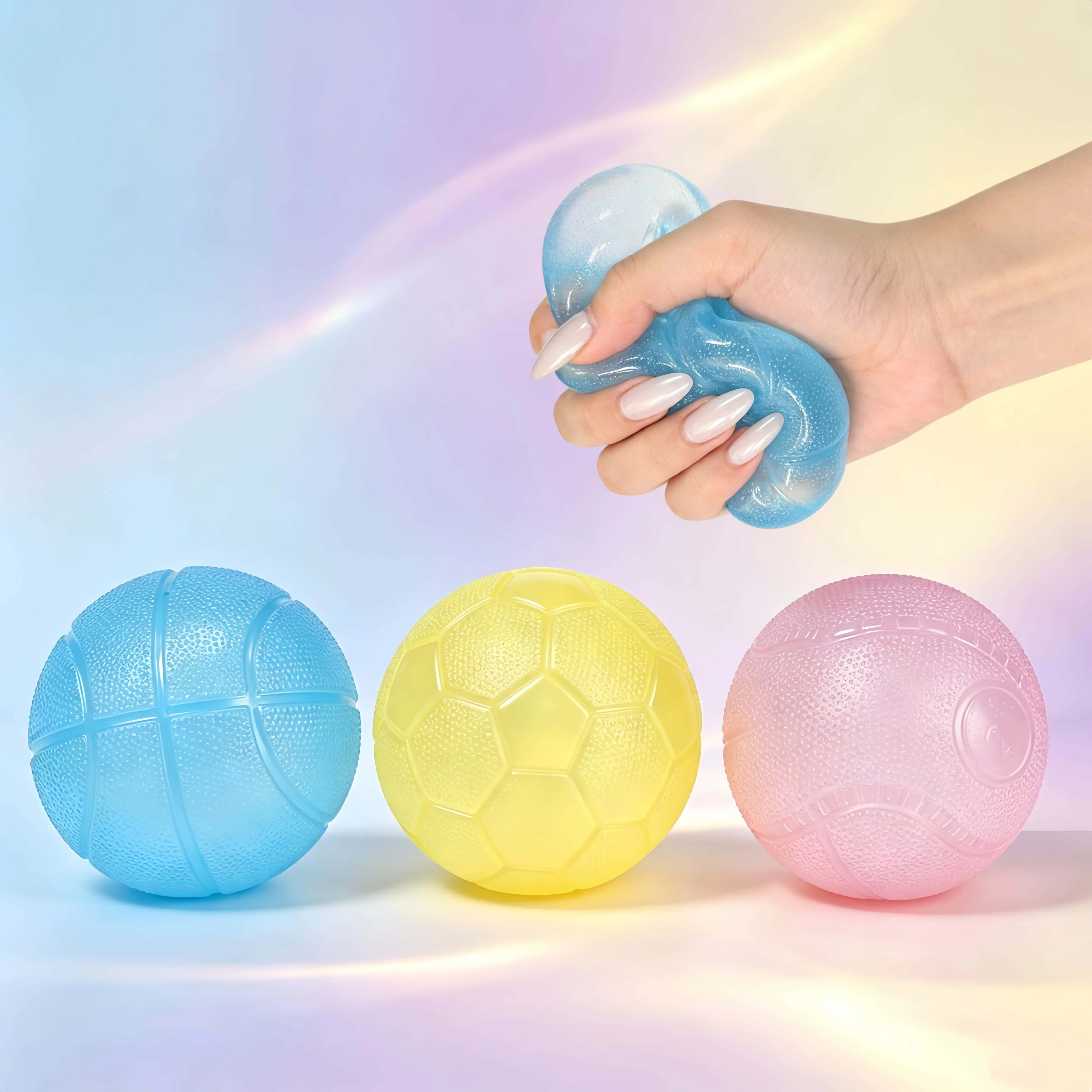 TPR Soccer Squishy Toy Hand Squeeze BallStress Relief Fidget Toy Football Toy Stress Ball Squeeze Ball Adhd Desk Ornament, Super Soft Squishy Texture-MM