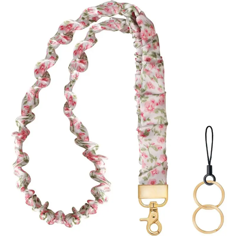 Women's Scrunchie Teacher Lanyard - Long Straps Lanyard for Keys, ID Badges, Name Tag Badges, Card Holders, Wallets