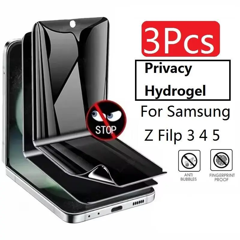 3Pcs Anti-Spy Hydrogel Film For Samsung Galaxy Filp 3 4 5 6 7 5G Privacy Screen Protector