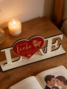 Valentine's Day Wooden Ornament Gift, Anniversary Memorial Decoration, Heart Shaped Craft Artwork, Perfect Present for Loved Ones