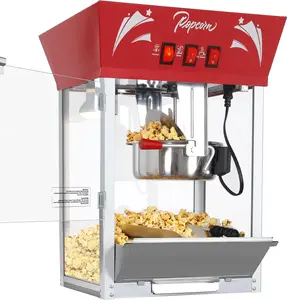 Popcorn Maker Machine,12 Ounce Kettle Stainless Steel Commercial Popcorn Machine with Tempered Glass,Warming Deck, 900W Countertop Popcorn Popper for Parties (Red, 12 Ounce)