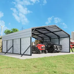 AMERILFE 2 Different Metal Carport,  12x20 FT/20x20 FTHeavy Duty Outdoor Shelter with Removable Waterproof Sidewalls,  12x24 FT 2-in-1 Carport with Storage Shed, 2 Transparent Panels and Double Doors. For All-Weather, car Canopy for Car, Boat