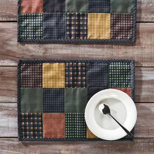 Heirloom Farm Primitive Check Quilted Placemats - Set of 2