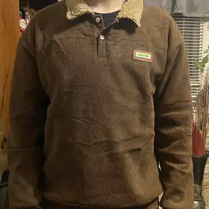 Corduroy Polo collar sweater couple autumn and winter style plus velvet thickened simple fashion lamb wool coat Comfort Long Sleeve Clothes Vintage streetwear vacation outfits