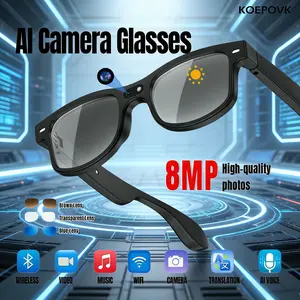 Smart AI Camera Glasses 8MP | Auto Photochromic UV Protection |160+ Multilingual Real-Time Translation | Hands-Free Video Recording for Travel Hiking