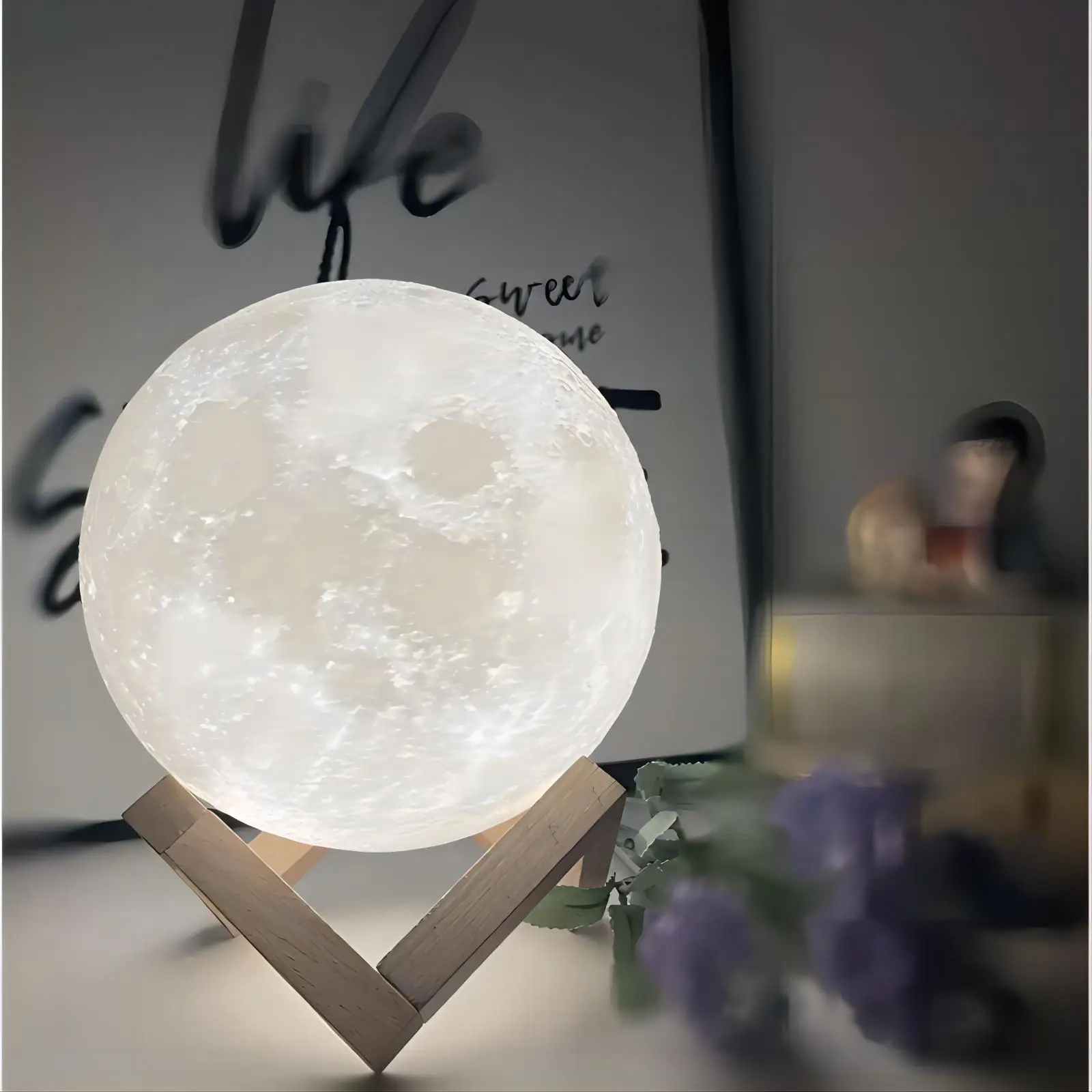 3D Moon Shaped Night Light, Button Battery Required Moon Night Light, Decorative Night Light For Bedroom, Living Room, Home Decor