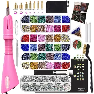 esseelove Hotfix Applicator Tool, DIY Hot Fix Rhinestone Setter, Hot Fixed Kit, 5679 Pcs, AB, Clear, 34/30/20/16/10SS, 12 Colors, Bigger Rhinestones, Gem Picker, Bedazzler Kit with Rhinestones