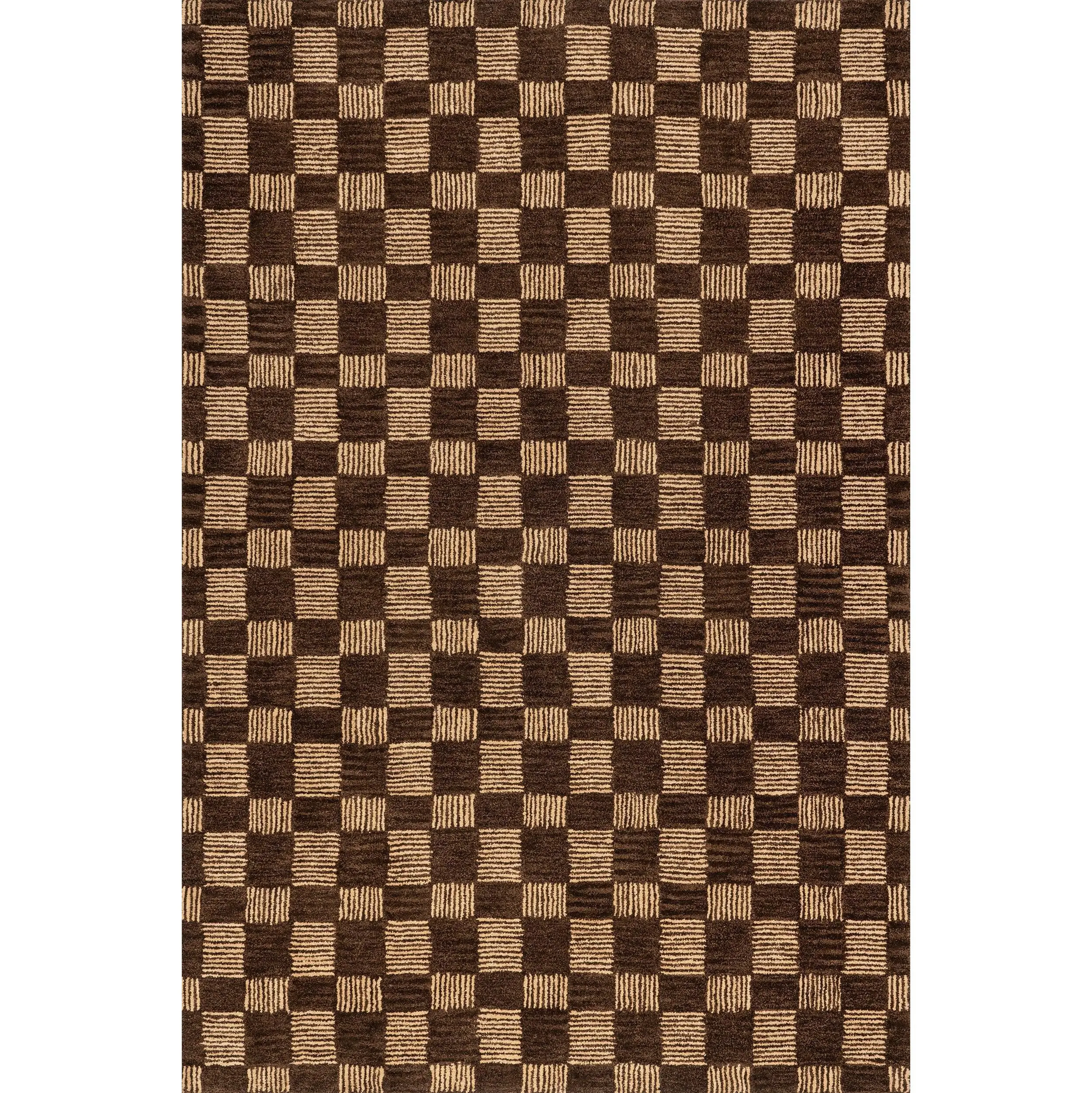 Quince Checkered Wool Area Rug, 100% Wool Checkerboard Rug, Hand Tufted Contemporary Carpet for Bedroom/Living Spaces, High-Traffic Areas