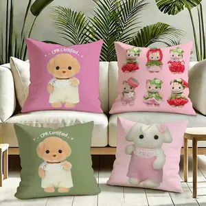 Sylvanian Families Cushion Cover Plush Reversible Pillow Cover: Perfect for Car Rides, Sofa Lounging, Bedroom Relaxation & More A Thoughtful Gift for Loved Ones!