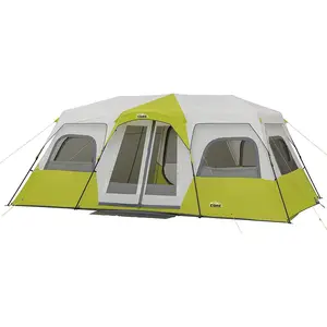 12 Person Instant Cabin Tent | 3 Room Huge Tent for Family with Storage Pockets for Camping Accessories | Portable Large Pop Up Tent for 2 Minute Camp Setup