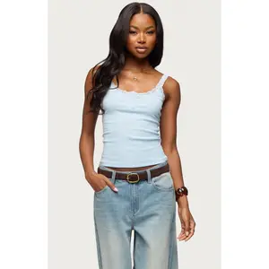 Edikted Women's Contrast Stitched Lacey Henley Top