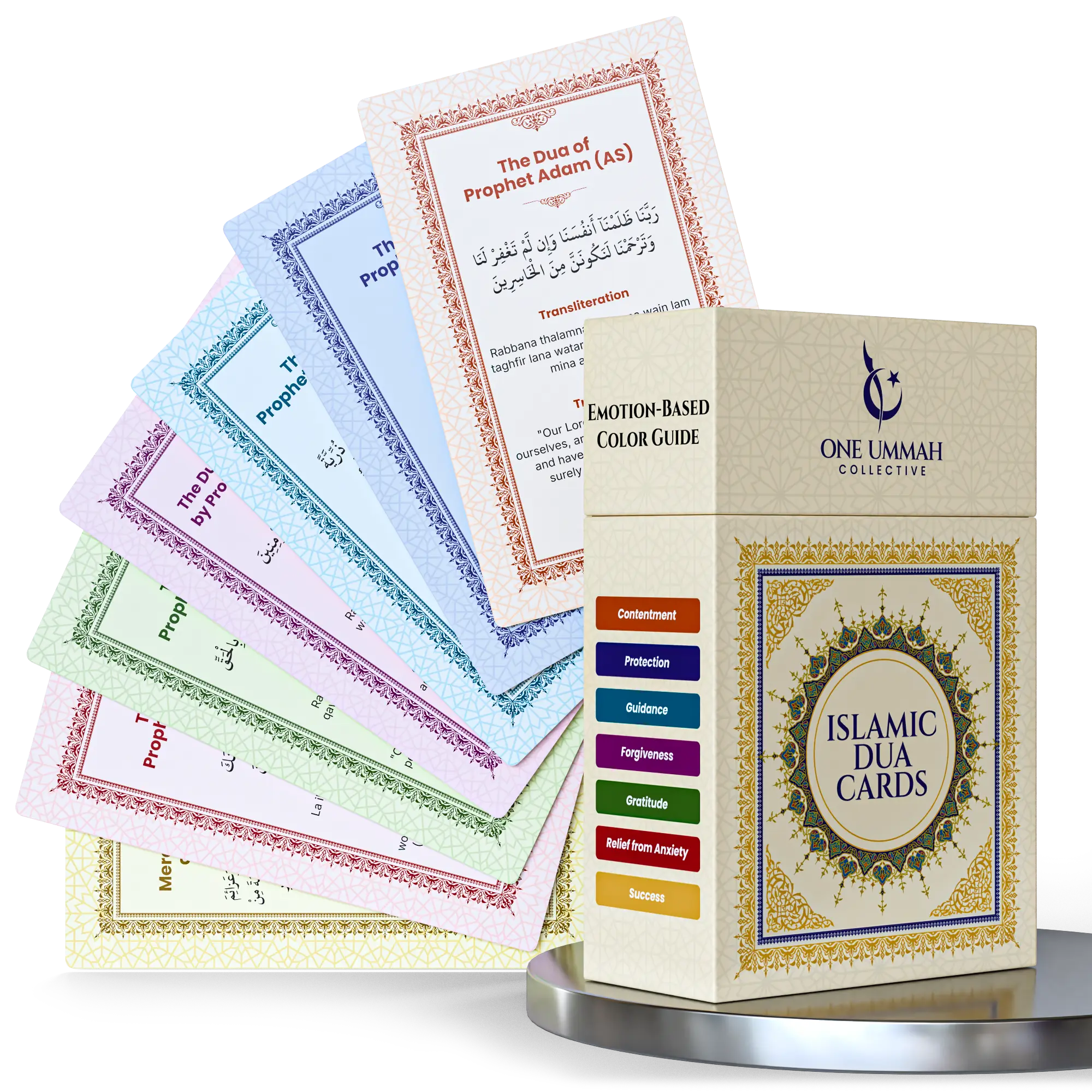 Dua Flash Cards - Color-Coded by Emotions - Bilingual Supplications with Translation, Transliteration & Story - Quran & Sunnah Prayers, Ramadan and Ei