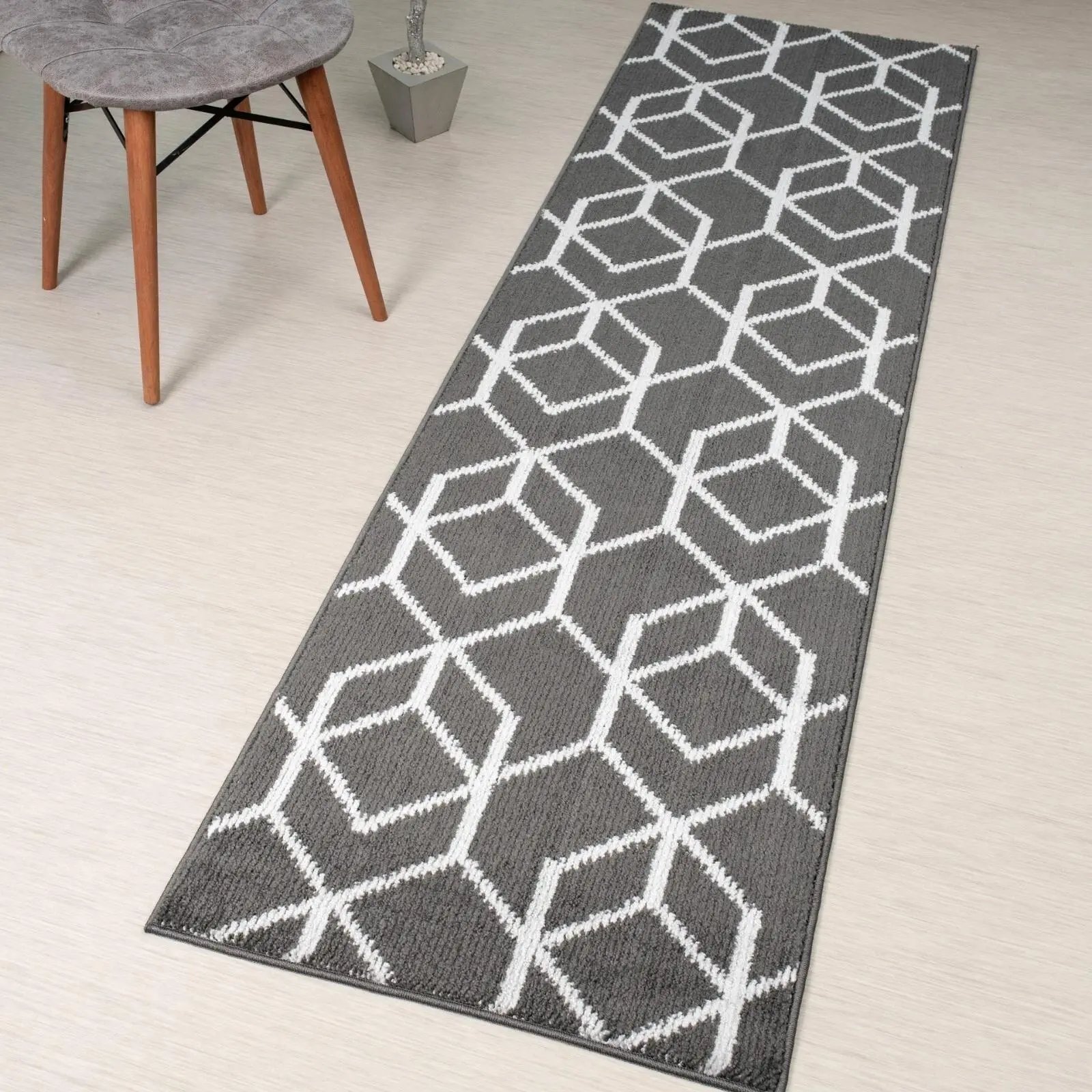Custom Cut Carpet Runner Rug, Non Skid, 26 Wide X Your Choice of Length, Silver