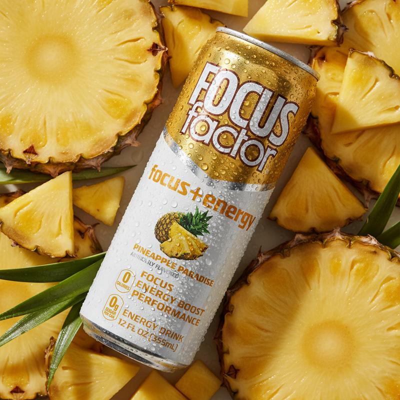 FOCUS FACTOR Focus + Energy Drinks - Zero Sugar - Pack of 12 - 120mg Caffeine - Nootropics & B-Vitamins - Original, Berry or Orange Flavor - for Focus, Energy, Productivity & Performance