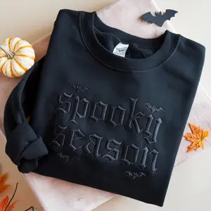 Halloween Embroidered Sweatshirt Halloween Spooky Season Sweatshirt Sarcasm shirt Funny gift for friend Dark Humor Gothic Style Bat Tee Top
