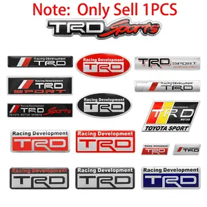 1PCS 3D Aluminum TRD/TRD Sport Logo Emblem Sticker Car Body Trunk Badge Decoration Auto For Toyota GR Gazoo Racing Corolla CHR Rav4 86 Yaris Hilux Prado Prius Avensis Auris Camry Car Styling Accessories