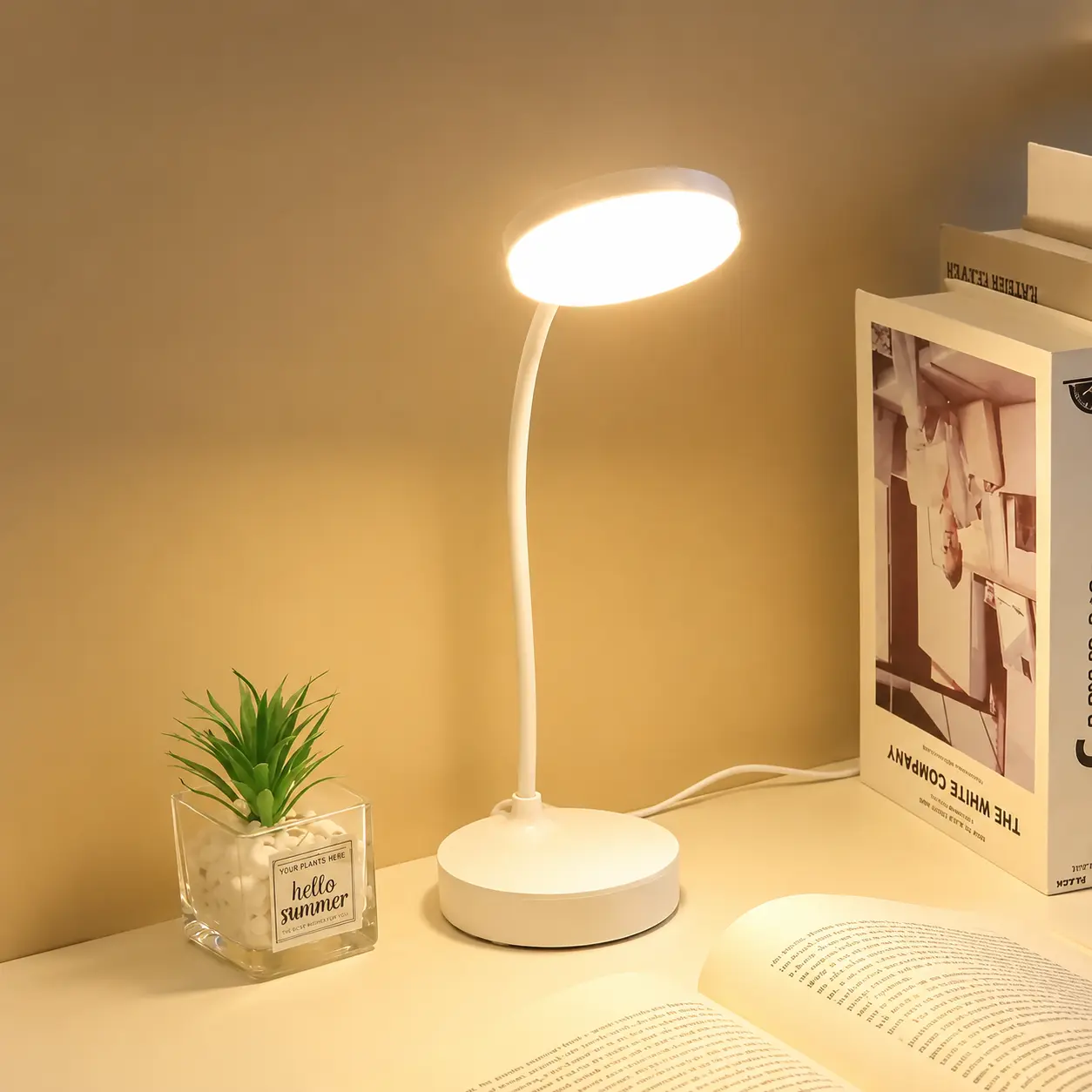 USB Powered LED Desk Lamp, Flexible Gooseneck Reading Light for Desk, Eye Protection Table Lamp with Adjustable Brightness and 3 Lighting Modes, Study Lamp for Bedroom, Office, Dorm Room and Home Use