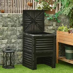 Garden Compost Bin 80 Gallon Outdoor Large Capacity Composter with 48 Air Vents for Efficient Fermentation Easy Assembly Black Tumbler