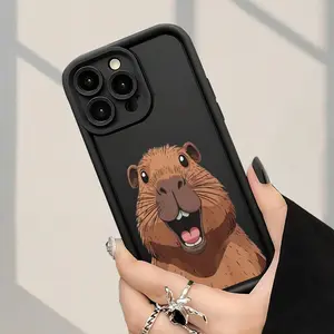 Cute Capybara Portrait Pattern Fashionable and Popular Soft TPU Case Compatible with iPhone 17 Pro Max 16 16e 15 14 Plus 13 12 Mini 11 Air X XS Durable Shockproof Cover with 2D Print Design