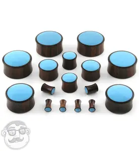 Sono Wood Plugs With Blue Resin Inlay