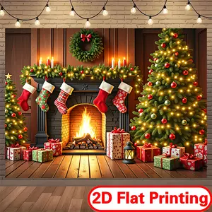 Cozy Soft Polyester Cloth Backdrop Banner - Christmas Party Decoration Supplies, 2D Flat Printing, Multiple Sizes Optional, for Anniversary Events, Home & Photo Booth Props