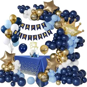 Birthday Decoration Birthday Balloons,Navy Blue Gold Balloons Navy Blue Gold Woman Man Birthday Decoration,Birthday Party Decoration Balloon Blue Balloons,Birthday Decor for Kids Adult(N)