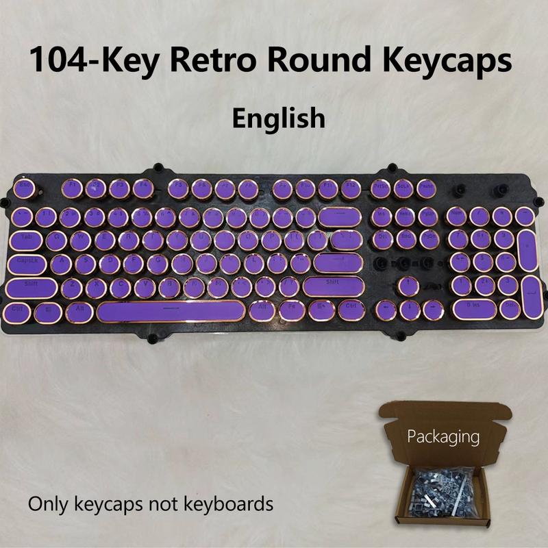Punk Style Keycaps, Vintage Steam Punk Typewriter Design, Electroplated Surface, Translucent Characters, Compatible with Mx Stems, 6.25u Spacebar Size
