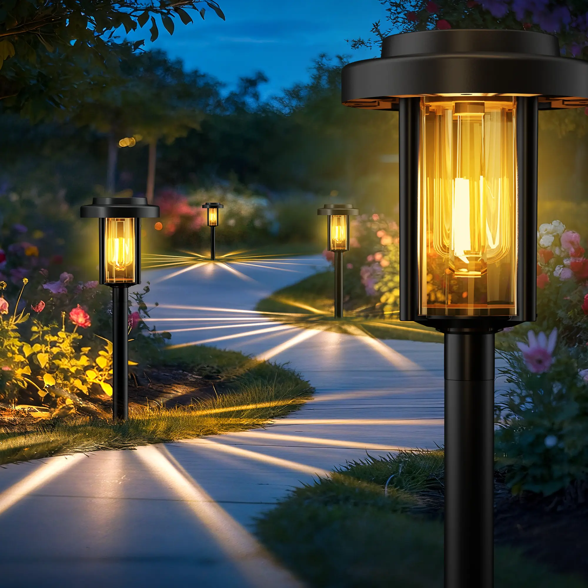 Solar Garden Lamps - Solar-Powered Outdoor Pathway Lights, Water Resistant, Automatic In-Ground Decor for Yard, Ideal for Birthdays, Home Improvement Landscape Lighting (Warm White)