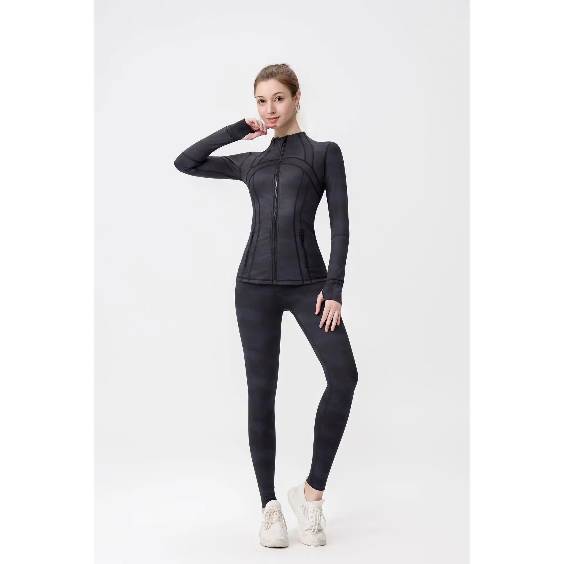 Camouflage yoga pants+jacket with origin