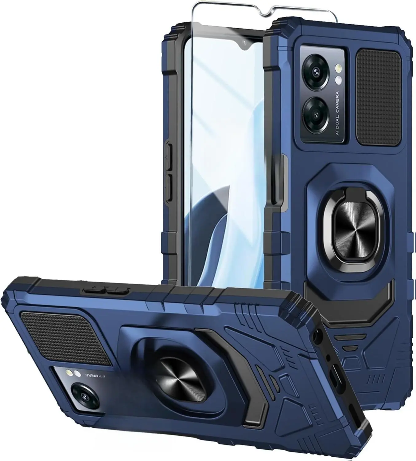 Cricket Magic 2 5G 2024 Phone Case with Tempered Glass Screen Protector &  Metal Kickstand - Blue Military Grade Shockproof Protective Cover - TikTok  Shop