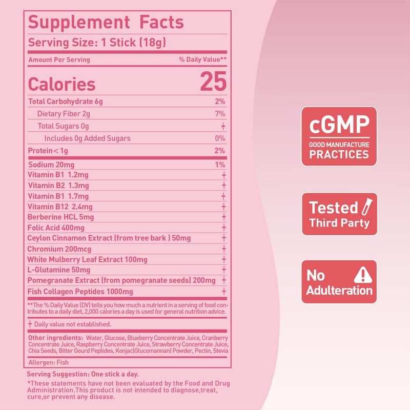 LeafStory Metabolism Reset Jelly (2 Sticks): Pomegranate Flavor, Support Metabolism & Energy, Support Digestion & Gut Health, Sugar-Free, Skin Elasticity, Hair & Nails, Gluten-Free, Non-GMO, Gelatin-Free