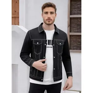 Bmuvlss Men'S Heavy-Duty Lapel Fleece Jacket - Full-Zip Outdoor Coat with Zippered Pockets, Non-Stretch Fabric for Hiking, Travel, Everyday - Plus Size Friendly Casual Jacket in Black - Spring/Fall/Winter Layering Essential, Hiking Gear, Drop Shoulder Des