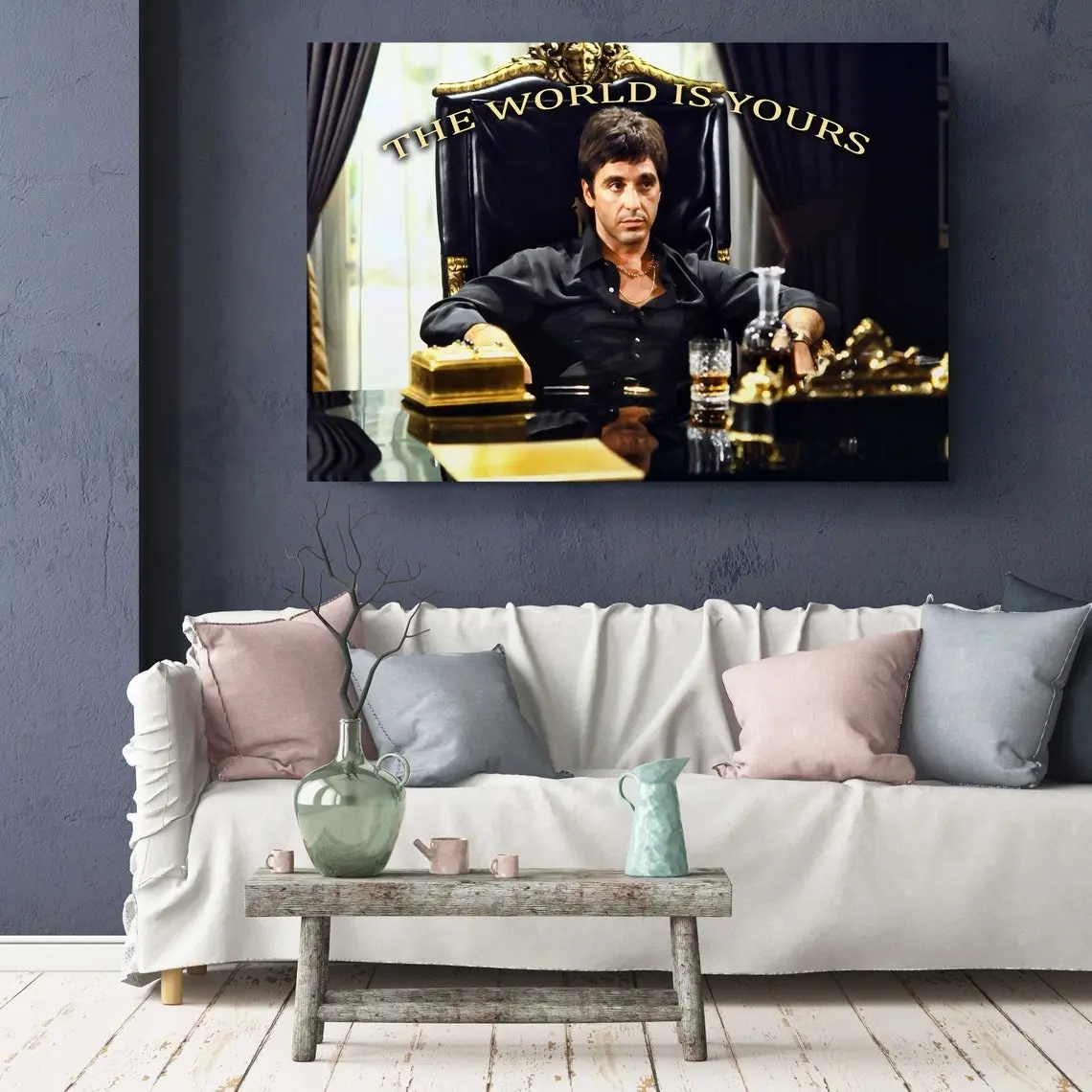 Scarface The World Is Yours Reproduction Print Fine Art Photography, Art Poster Wall Decor Wall Art Home Decoration retro home decor
