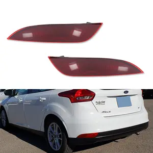 2pcs Red Lens Rear Bumper Bar Reflector lamps Lights For 2015 2016 2017 2018 Ford Focus Hatchback,Replace OEM F1EZ13A565A, F1EZ13A565B