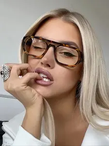 High-Quality Tortoiseshell Aviator Glasses Frame, Metal Hinge Square Eyeglasses for Men & Women, Fashion Casual Leopard Print Frames, Stylish Glasses, Anti Blue Glasses