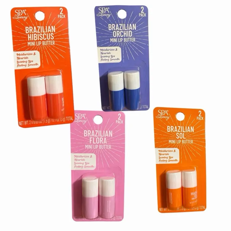 mini Lip butters-2 minis set-Brazilian Orchard, Brazilian Flora, Brazilian sol, Brazilian hibiscus, moisturizing lip balms spa Luxury