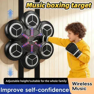 Bluetooth-compatible Punching Machine for Kids Aged 3+, Interactive Countable Reaction Target, Home Gym Dual Scenarios, Includes Charging Cable & Gloves