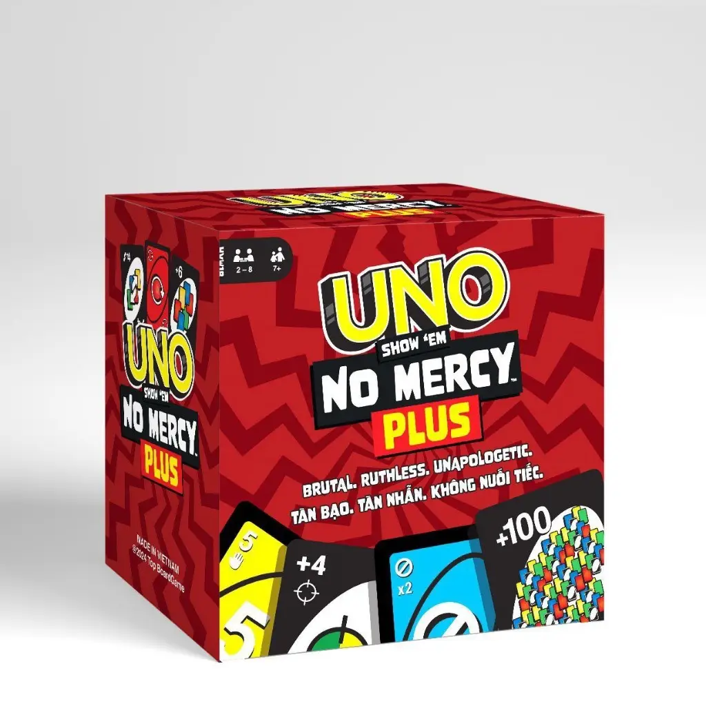 Uno No Mercy Plus Card Game, 194 Cards New Edition, Fun and Exciting Party Game for Family and Friends