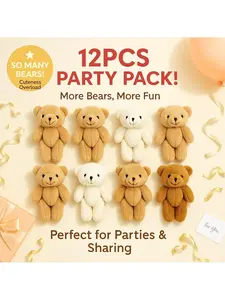 12pcs Teddy Bear Dolls, Decorative Dolls, Party Decorations, Soft Suede Leather, Christmas and Halloween, Birthday Party Decorations