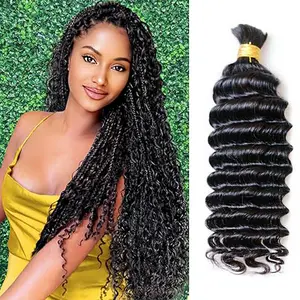 StarHair Deep Wave Water Wave Loose Wave Hair Bulk Hair for Braiding 1B Natural Black Salon-Quality Human Hair for Boho Braids
