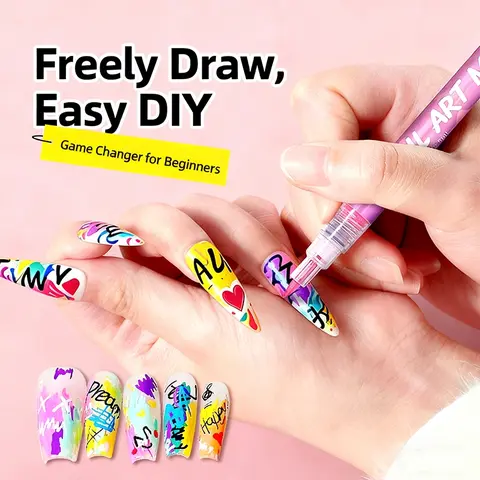 New 12 Color 3D Nail Art Pen Set, Graffiti & Polishing Function, Smooth Control, Versatile for All Occasions, Easy DIY Manicure for Beginners, Nail Art Kits