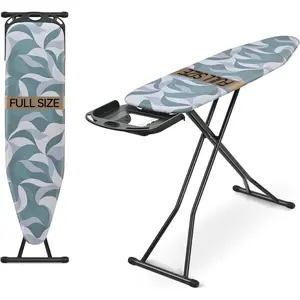 Foldable Ironing Board Full Size, Iron Board with Heat Resistant Cover, Iron and Ironing Boards Set with 7-Lever, Iron Table Stand with Non-Slip Legs 14x54,Blue