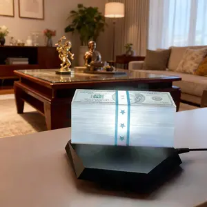 Magnetic Levitation Money Lamp, Mini Floating Table Light with LED Ambiance, Best Gift for Men, Cool Decorative Light (3 Colors)