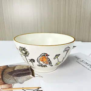 Relief bird 6-inch salad bowl kitchen sink window easter vintage dishware multifunctional