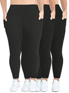 3-Pack Women's Slimming Pants,Tummy Control,High Waisted Sports Yoga Leggings,With Pockets,Elastic Sports Compression Leggings For Yoga, Fitness, Running SpringStatements