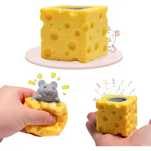 Holgosiu Squishy Mice Stress Relief Rat Fidgets in Cheese Anxiety Relief Squeeze Ball Squish Mouse Toys