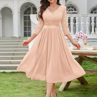 bridesmaid dresses below the knee Lauren Adjustable Chiffon Bridesmaids Dress
