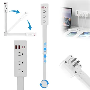 Rotating Wall Outlet Extender – 2 AC + USB-C/A Ports (34" Extension, Wall-Mountable & ETL Certified) | Space-Saving Power Solution for Home & Office,Portable ,easy to use